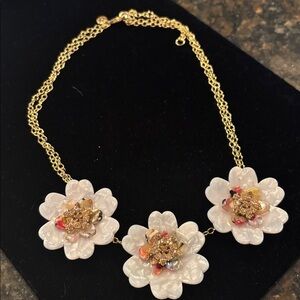 Talbots Floral Gold and White Necklace